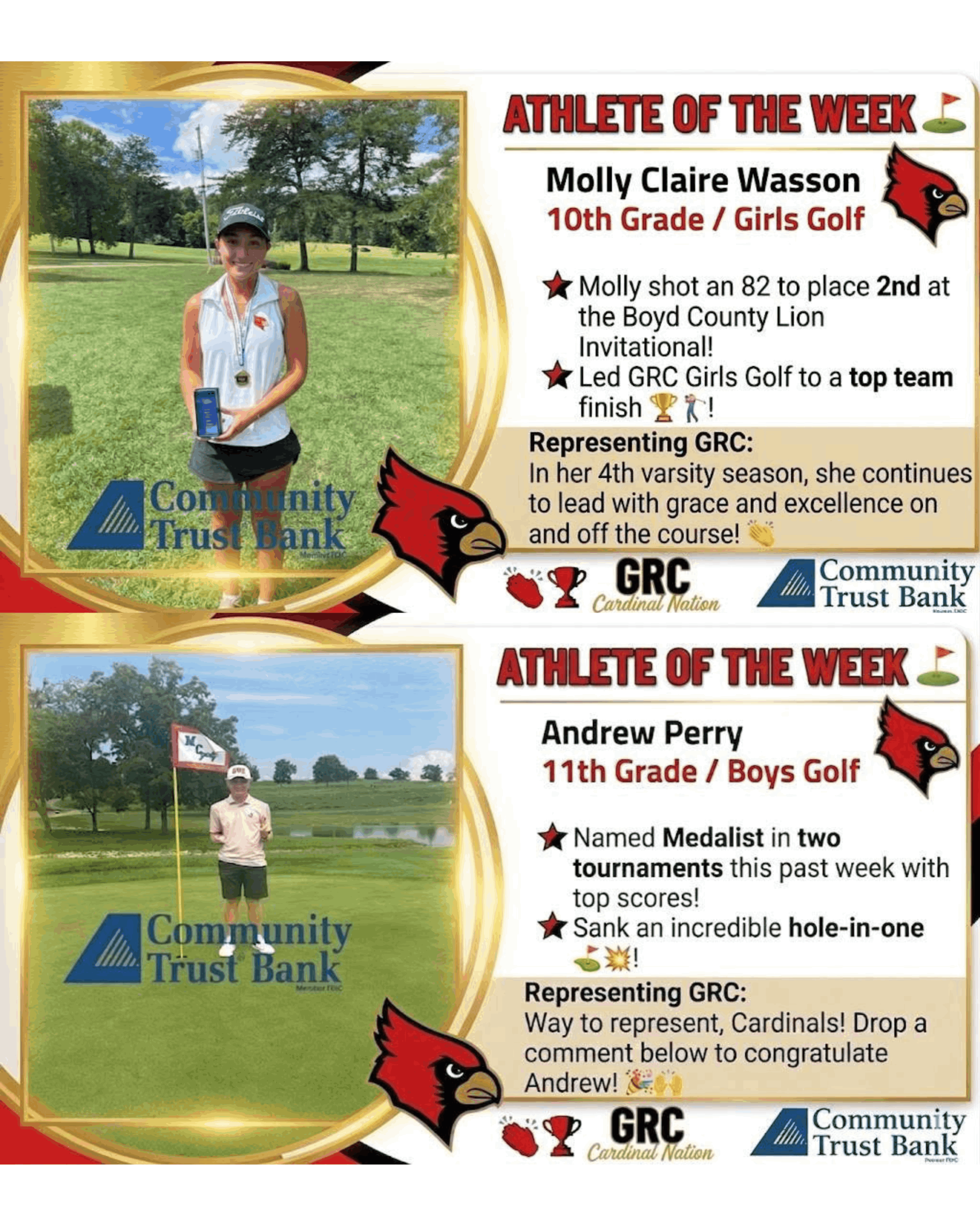 Community Trust Bank athletes - Molly Claire Wasson and Andrew Perry